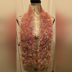 Hand Knitted Scarf Multicolor Sparkly Yarn